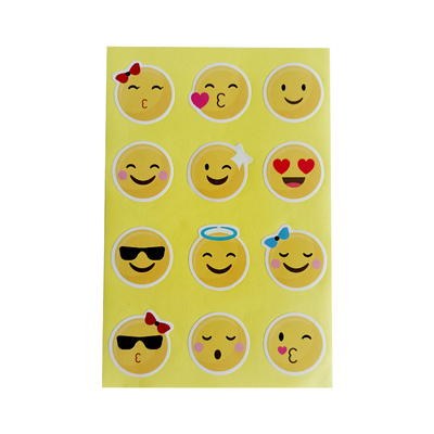 Ekspresi Senyum Emosional Stiker Bulat Perekat Logo Kustom Lucu