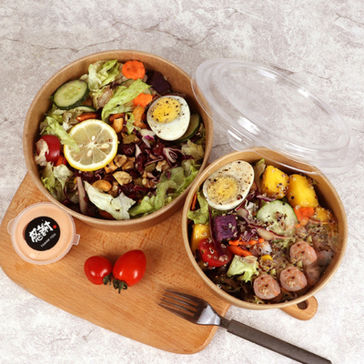 Disposable Take Out Soup Ramen Salad Mangkuk Makanan Cepat Saji Dengan Tutup 520ml 720ml