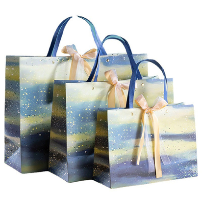 Odm Oil Hand Painted Clothing Shopping Bag Art Style Kraft Paper Bag 157gsm